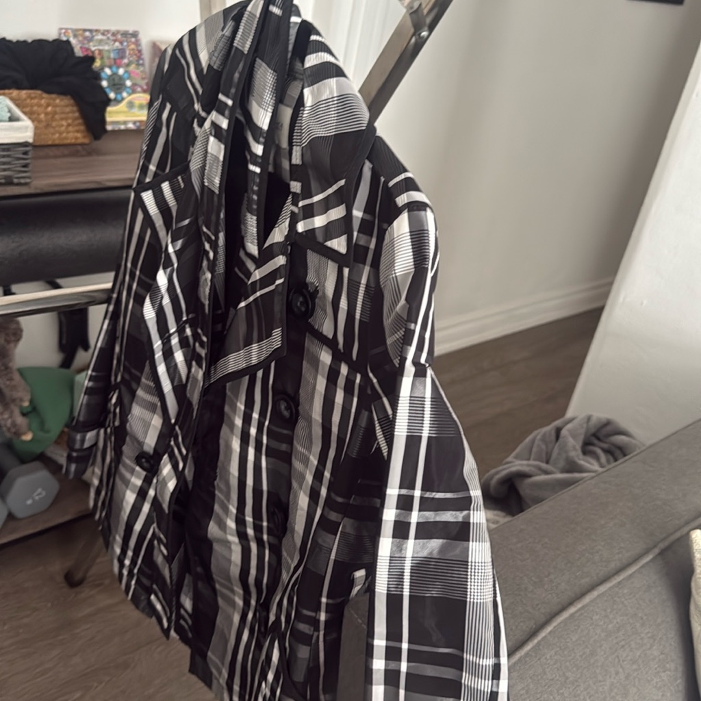 White House Black Market Plaid Rain Coat Trench